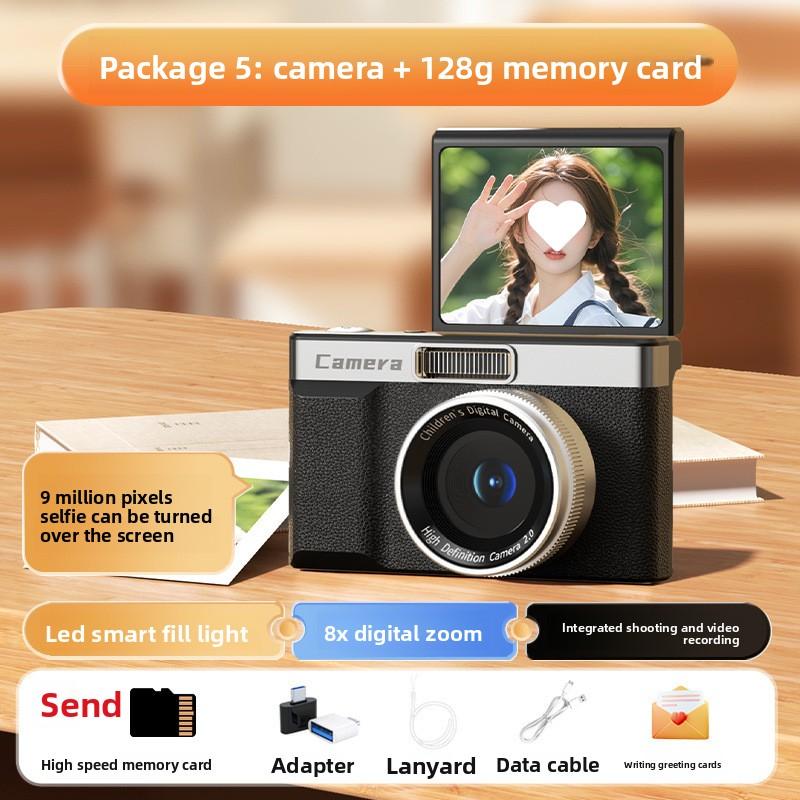 Цифровая камера с двумя камерами высокого разрешения, откидной экран, 1 миллион пикселей, студенческий кампус, ретро, доступная камера-карточка