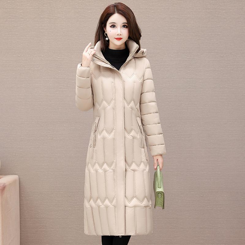 Mom's winter cotton-padded clothes close the waist and look thin. Long cotton-padded clothes for women, middle-aged women, thickened foreign-style cot