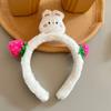 Мягкая мультяшная повязка на голову в корейском стиле, милый обруч для волос, кавайный обруч для волос с изображением медведя-клубники, фотография