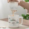 Gold-Inlaid Ceramic Tea Mug Set with Infuser