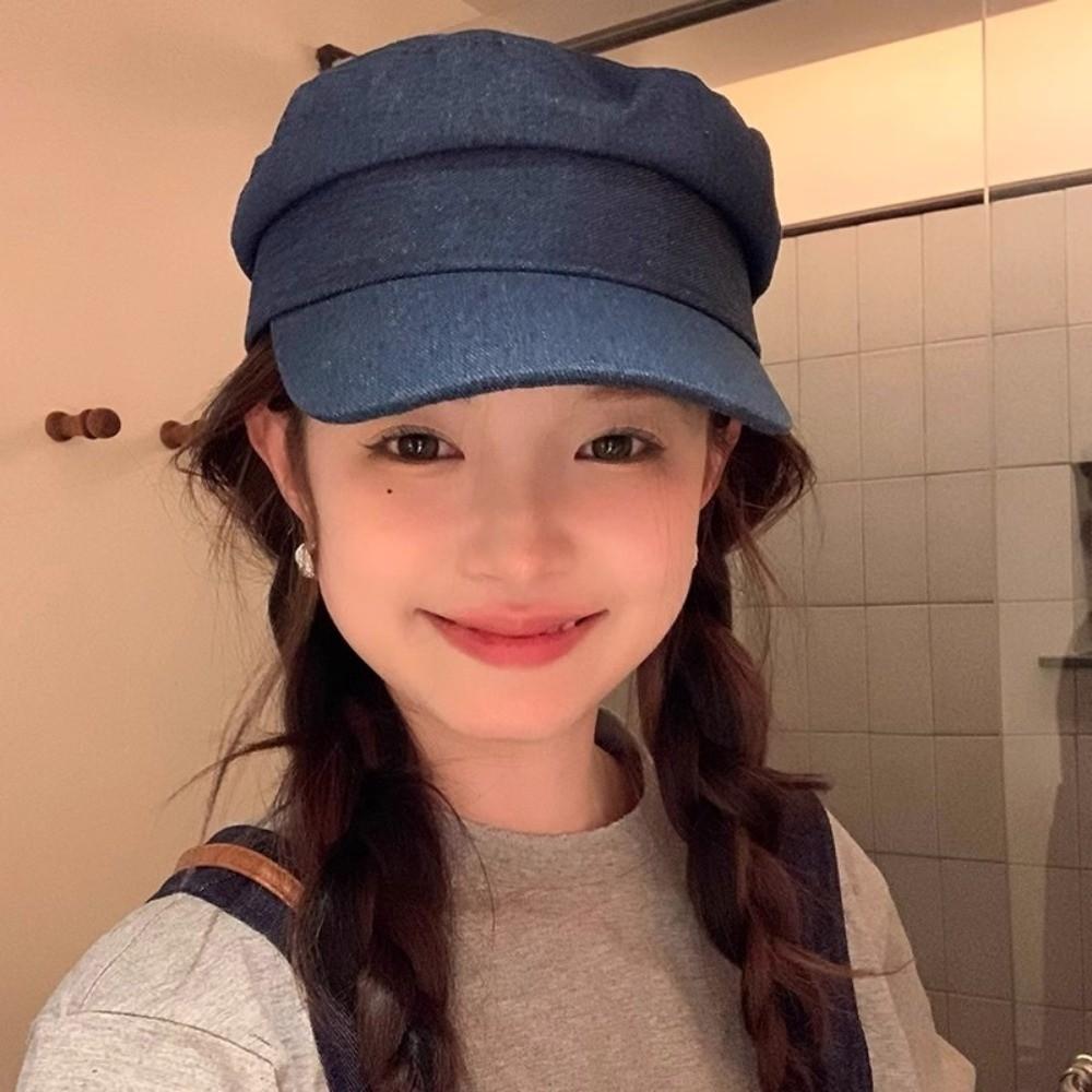 Джинсовые кепки газетчика Винтажные кепки с козырьком Повседневная восьмиугольная кепка Для улицы