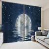 Beautiful Round Moon Star Sky Sea Ocean Window Curtains Blinds For Living Room Kids Bedroom Bathroom Kicthen Door Home Decor2Pcs
