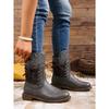 Women's Autumn British Style Vintage Distressed Studded Short Boots - Plus-Size, Lace-Up, Retro