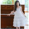Модное Повседневное Белое Платье для Девочек Летнее Детское Элегантное Многоярусное Платье