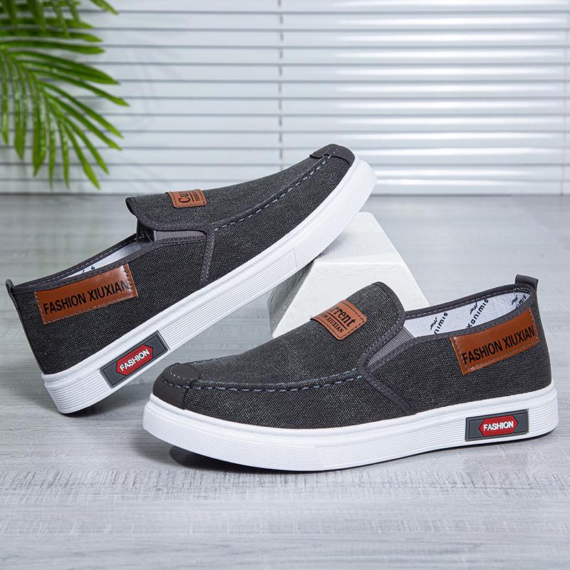 Мужские летние дышащие кеды-слипоны из парусины - Модные повседневные board shoes