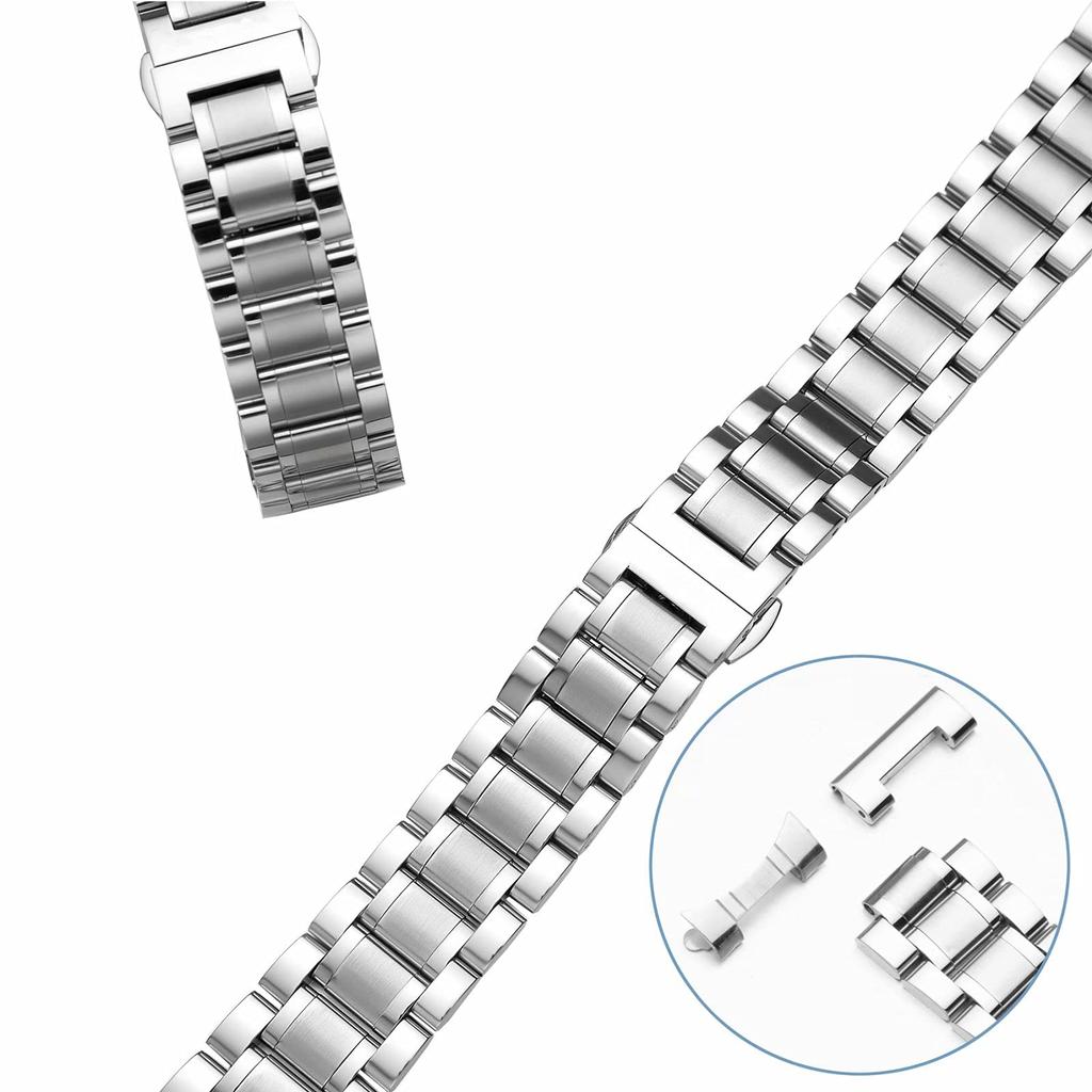 Ремешок для часов 12 мм из нержавеющей стали, водонепроницаемый, устойчивый к поту, пряжка D, двойная застежка, устойчивый к ржавчине ремешок для часов, инструменты для замены металлического ремешка для часов