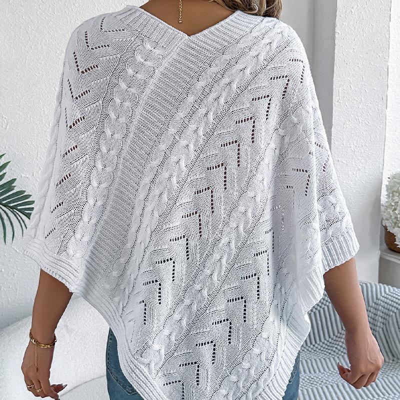 Women's Cable Knit Cape Sweater Oversized Open Front Poncho Coat Casual Solid Color