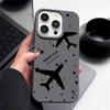 Чехол из ТПУ с рисунком самолета и текстурой из кожи для iPhone 16 Pro Max 15 Pro 14 13 12 11, мягкий матовый противоударный, защита линз, тонкий чехол для телефона