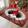 Christmas Flannel Floor Rug for Doorway, Plush Thickened Entryway Mat with Absorbent and Non-Slip Features, Durable and Soft, Suitable for Toilet, Doo