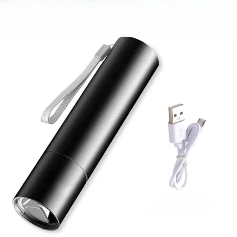 Мини-фонарик USB-перезаряжаемый фонарик из алюминиевого сплава сверхъяркий светодиодный элемент регулируемый фокус дальнобойный портативный фонарик
