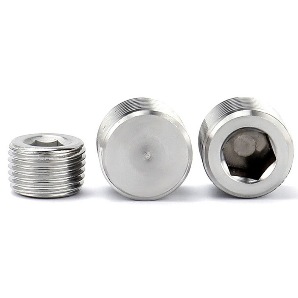 Silver Male Thread Hexagon Plug 304 Stainless Steel Tube Plug Sealing Pipe Port Hardware