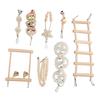 8pcs Parrot Chew Toy Set Hanging Bell Bird Cage Toy Climbing Ladder Chewing Toys Wood Shredding