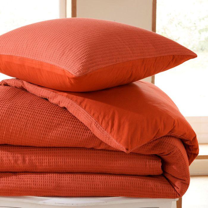 "Honeycomb" Duvet Cover Set 240 X 220 for Double Bed 140 To 160 Cm - Honeycomb Terracotta
