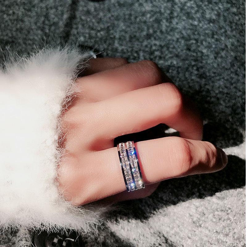 Минималистичное кольцо из титановой стали с алмазной огранкой, кольцо для пары из нержавеющей стали, модная бижутерия