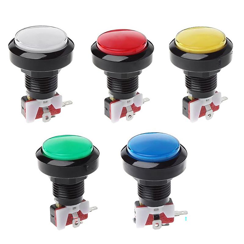 1Pcs 45Mm Push Button Arcade Button Led Micro Switch 12V Power Button Switch Set Green/Yellow/Red/White/Blue