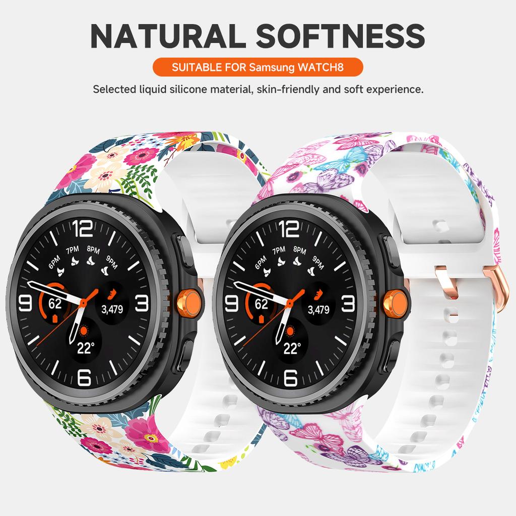 Ремешок с цветочным узором для Samsung Galaxy Watch 8 40 44 мм, красочный силиконовый спортивный ремешок для Galaxy 8 Classic 46 мм, подсолнух, леопард