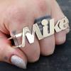 Stainless Custom Nameplate Ring Knuckles Name Ring Silver Plated Ring Large Nameplate Custom Knuckles Three Finger Ring