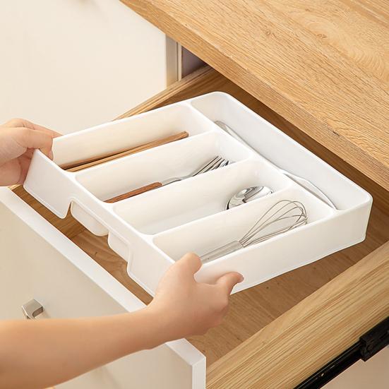 1/2Pcs Drawer Organizer Expandable Kitchen Tray for Utensils Adjustable Flatware Holder with 45388 Compartments Cutlery