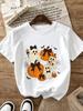 Cute Cropped Top, Women'S Spring And Autumn Short-Sleeve Round Neck Patterned T-Shirt, 100%, with Ha