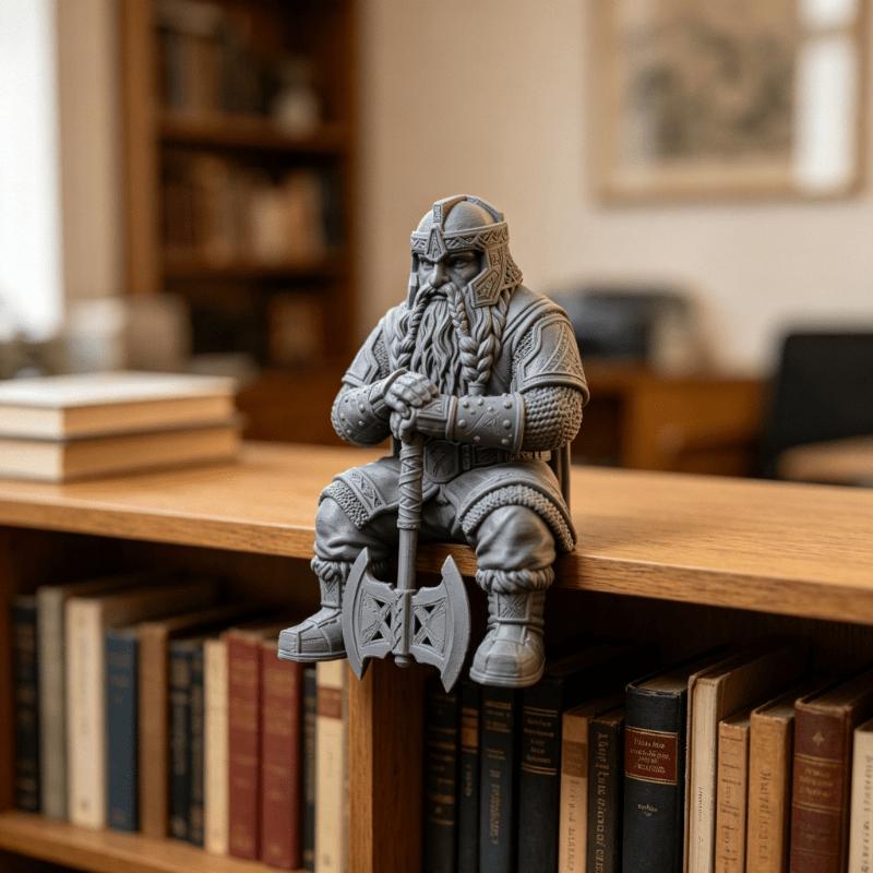 Nordic fantasy dwarf-themed sitting statue,  a aesthetic decoration suitable for gaming tables, office desks, bookshelf edges, and bedroom
