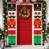 Christmas Outdoor Decorations 1Pair Xmas Banner Nutcracker Soldier Banner Santa Snowman Merry Christmas Door Porch Decor 2024