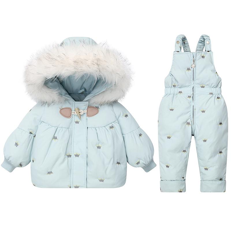 Winter Children's Clothing Set Two Pcs Girl Down Jacket Baby Snowsuit Clothes Overalls for Kids Toddler Jumpsuit Coat