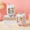 Cute Cartoon Pig Pen Holder Multi-Grid Desk Organizer with Drawer Multi-functional Cosmetic Makeup Brush Holder for Home Office School Supplies
