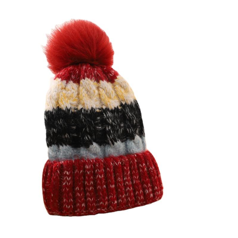Custom logo Ladies Head Warmer Fleece Winter Girls Pompom Knitted Beanie Hat