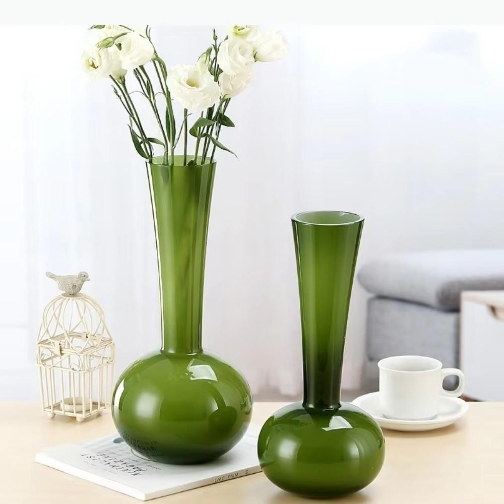 Olive Green French Vintage Vase Swan Neck Dried Flower Vase Niche Art Vase  Wedding Centerpiece