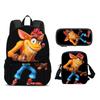 Рюкзак Crash Bandicoot, пенал, сумка через плечо, набор из 3 предметов, мультяшный принт, лучший школьный спутник для путешествий и активного отдыха для школьников