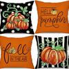 Thanksgiving New Pillow Case Autumn Pumpkin Print Letter Pillow Home Cushion Set Decoration