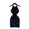 Pure desire sexy heavy industry fireworks hot diamond neck sleeveless dress women's autumn slim and thin hip skirt