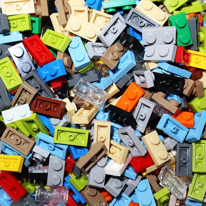 200 шт. Конструктор DIY Фигурки Кирпичики 1*2 Частицы для Сборки MOC 3023 Тонкая Пластина 1x2 Точки Образовательная Креативная Игрушка для Детей