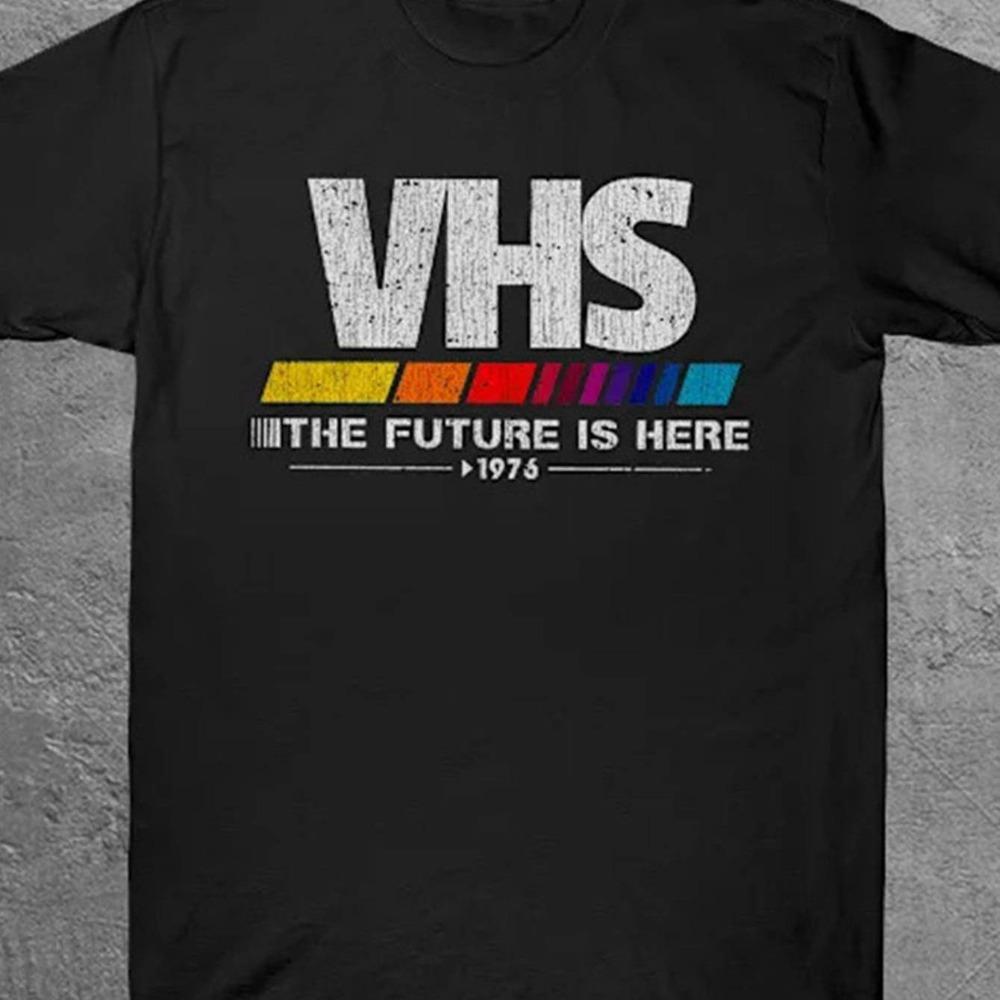 American Street Mens Retro VHS Movie Style T Summer Casual Top Suitable for Both Men and Women