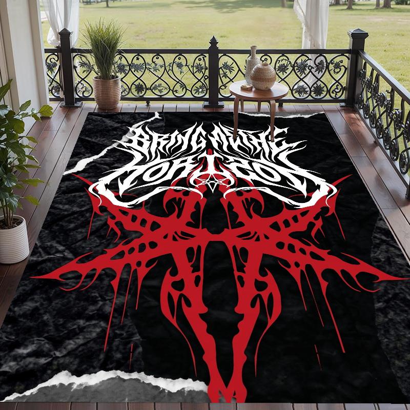 Crystal Velvet Rug with Bring Me the Horizon Design, Soft Non-Slip Floor Mat for Living Room Bedroom Decor
