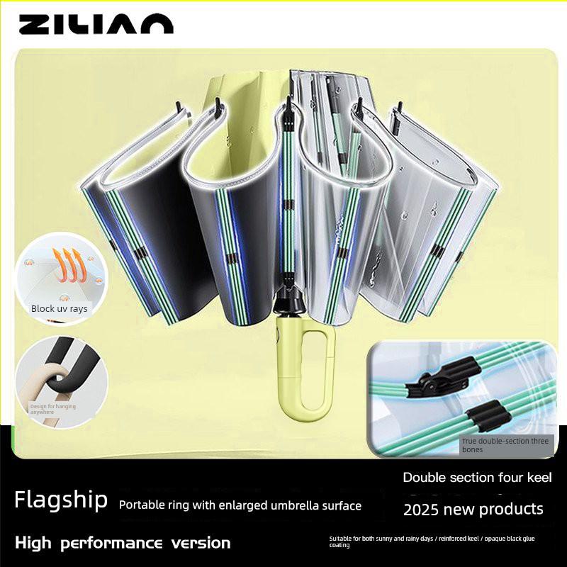 398 Large Automatic Umbrella for Women, Dual-Use for Sun and Rain, with Hook, Foldable, Wind-Resistant, Sunshade, Uv Protection for Men