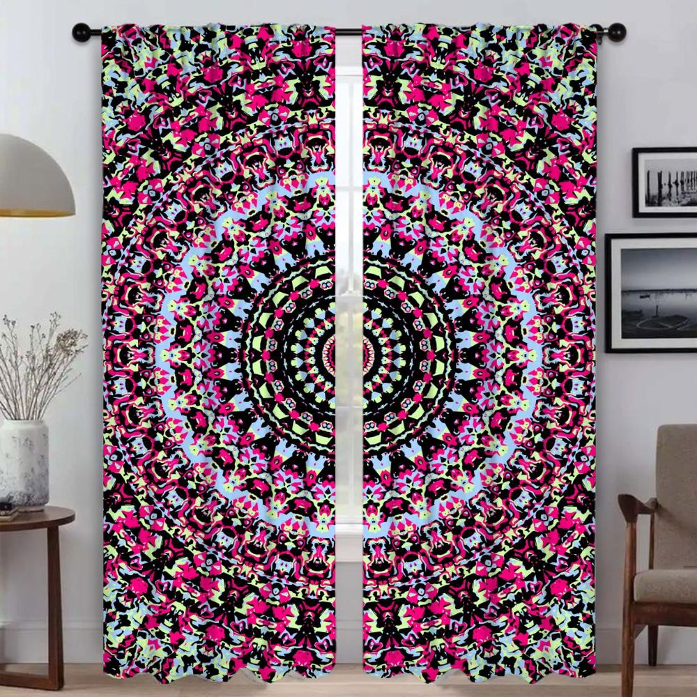 Шторы от комаров, 2 шт., яркие, с рисунком мандалы, современные шторы для гостиной, перегородки для камеры, затемняющие шторы