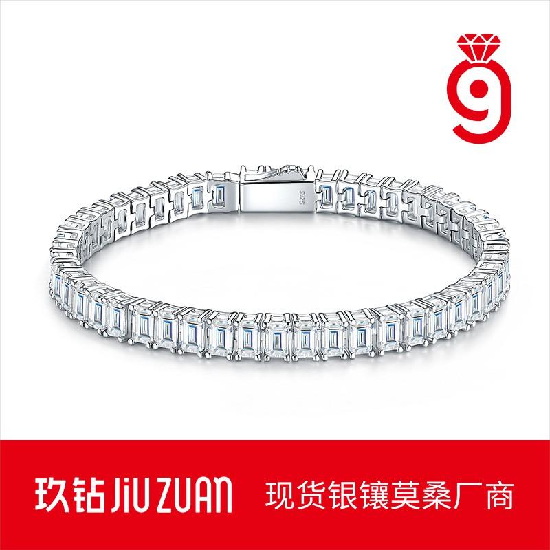Elegant Geometric Moissanite Bracelet In Sterling Hypoallergenic Tarnish-Resistant Modern Korean Style Women