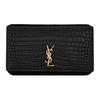 Ysl Cassandre Монограмма Золотой Логотип Глянцевая Кожа Теленка с Тиснением под Крокодила Сумка-Кроссбоди для Телефона Женская сумка-кроссбоди Черный 635095-DND1J-1000