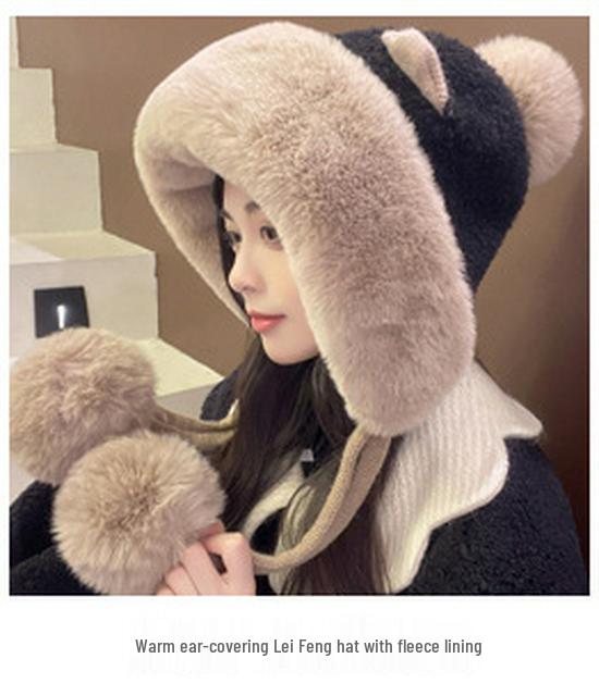 Женская осенне-зимняя вязаная шапка из кроличьего пуха с модным цветком