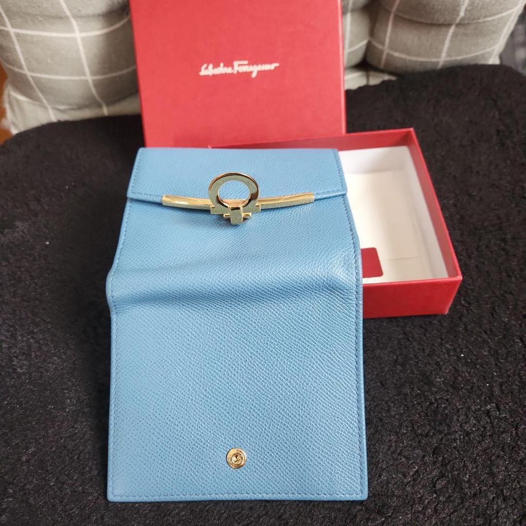 Used Salvatore Ferragamo Bi-fold Wallet Gancini Blue