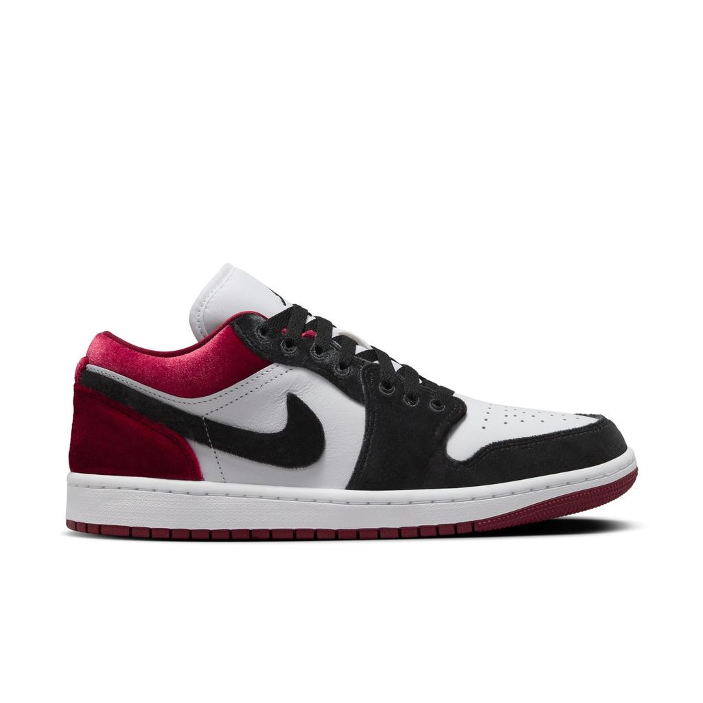 Air Jordan 1 Low SE Velvet Black Toe Women Sneakers White Gym-Red FZ3242-001