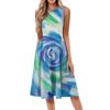 Women's Casual Fashion Tie-Dye Printed Round Neck Sleeveless Solid Color Midi Dress