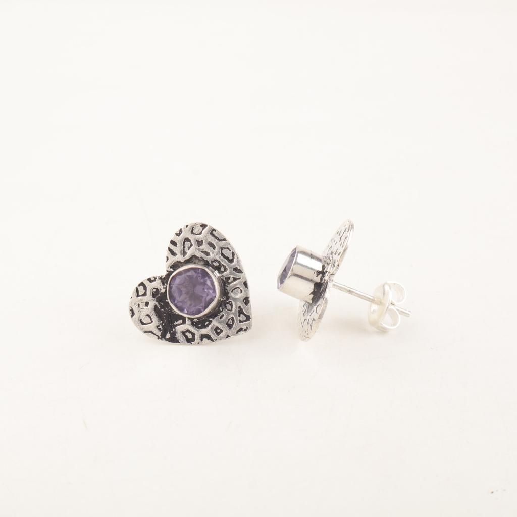 Iolite Gemstone 925 Sterling Silver Jewelry Handmade Stud Earrings0.6" For Women EE-143-3