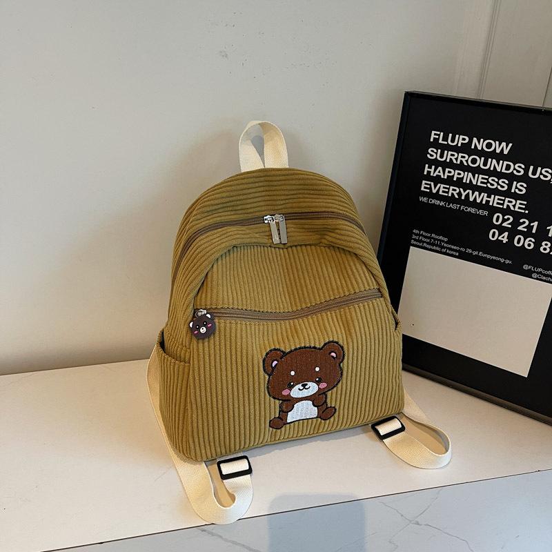 Зимний популярный вельветовый рюкзак женский модный универсальный рюкзак милый медведь школьный рюкзак для школьников