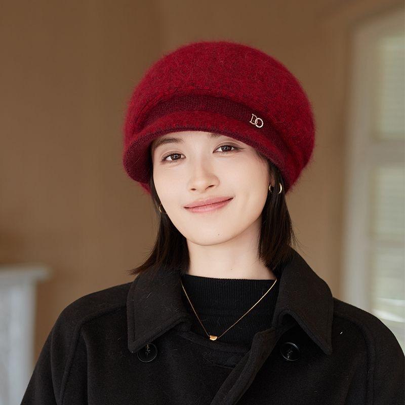 Осенне-зимняя холодостойкая вязаная теплая шапка, толстая шапка-утконос, шерстяная шапка в западном стиле для женщин