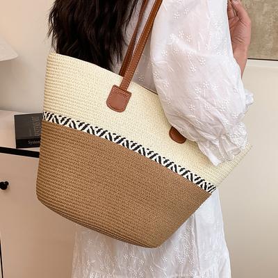 Сумки из соломы для женщин Ins Style New Style Beach and Seaside Outdoor Vacation Большая вместительная сумка через плечо