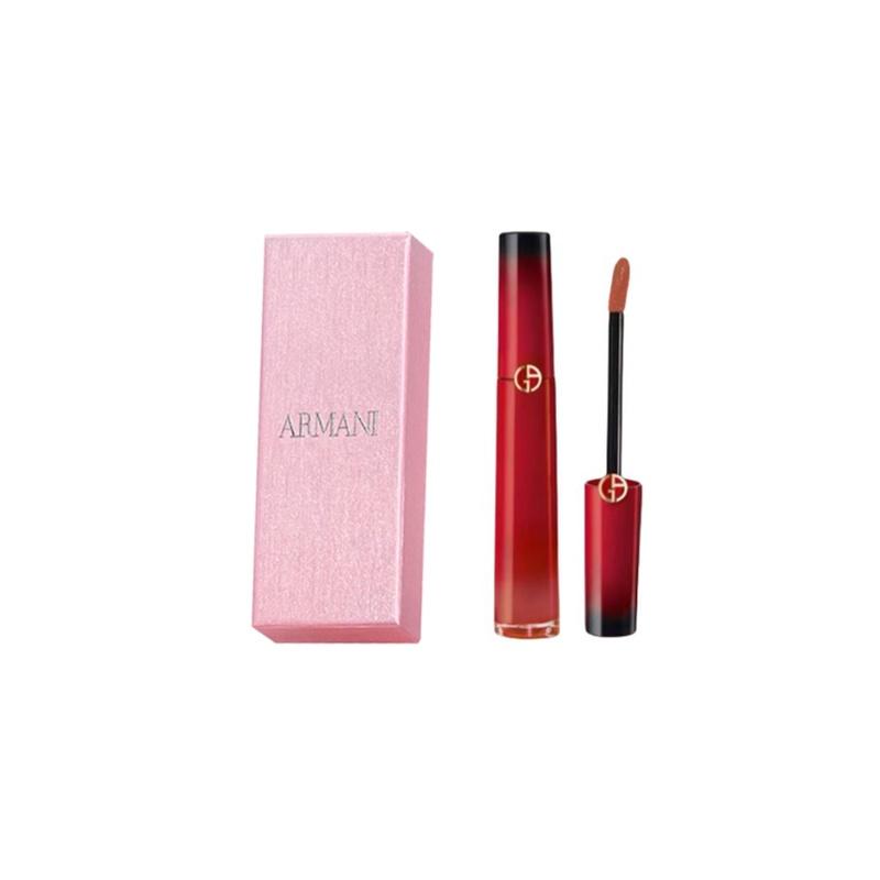 Armani Красная туба подарочная коробка блеск для губ бархатный натуральный тон отбеливание #214 Неоднозначный Молочный Абрикос
