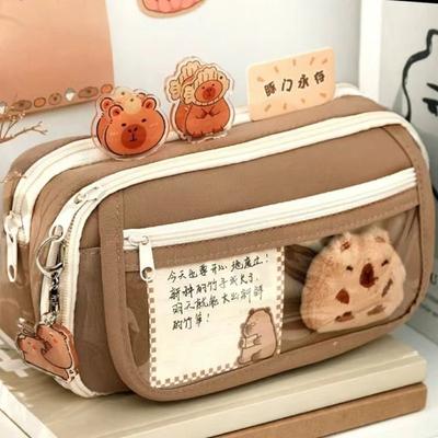 Милый тканевый пенал Kawaii большой емкости с изображением животных на молнии детская сумка для мальчиков сумка для ручек для девочек школьная