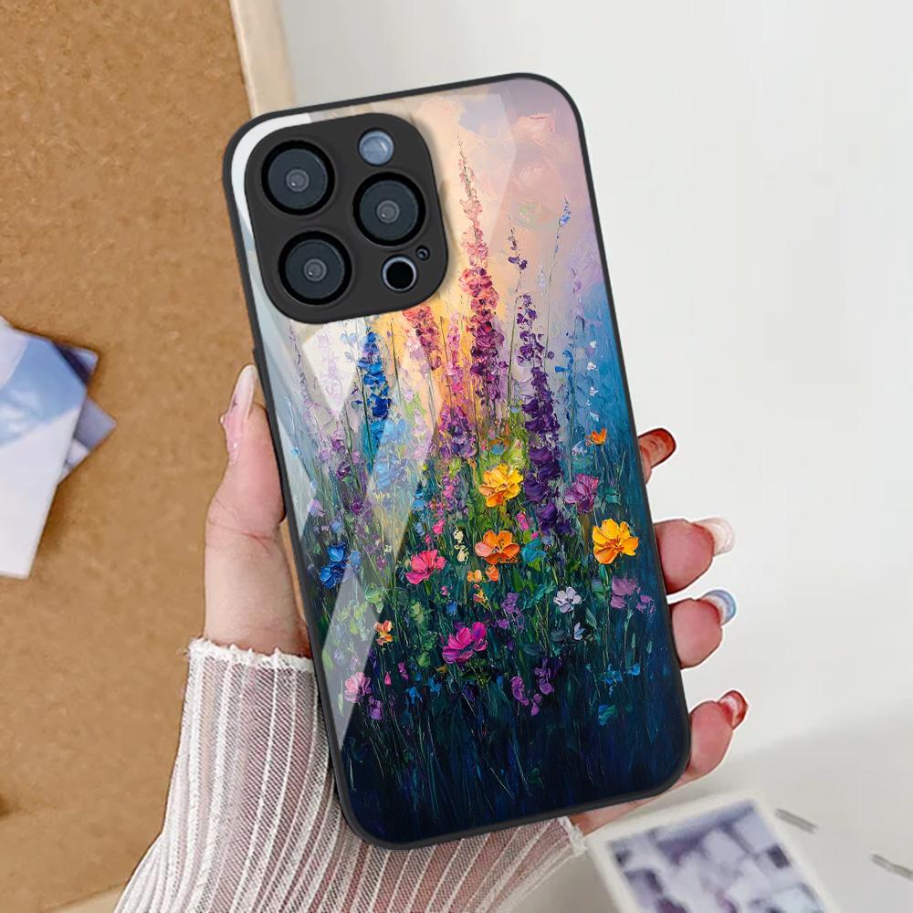 Милый Цветочный Чехол Для Телефона iPhone 17 14 15 13 11 12 16 Pro Max 17 Air 16E SE XR 7 8 Plus Закаленное Стекло Ударопрочный Бампер